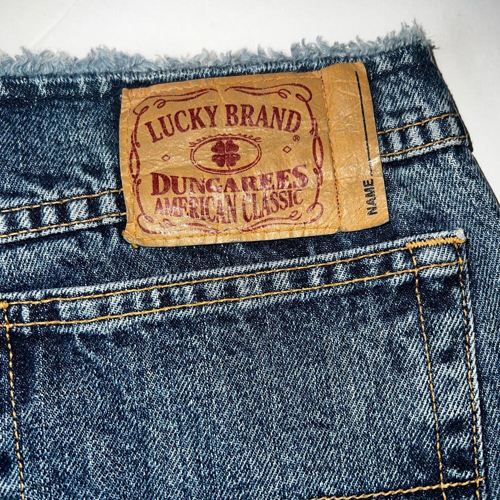 Vintage LUCKY BRAND frayed waist boot cut Dunagrees size 27 Short - Picture 3 of 8